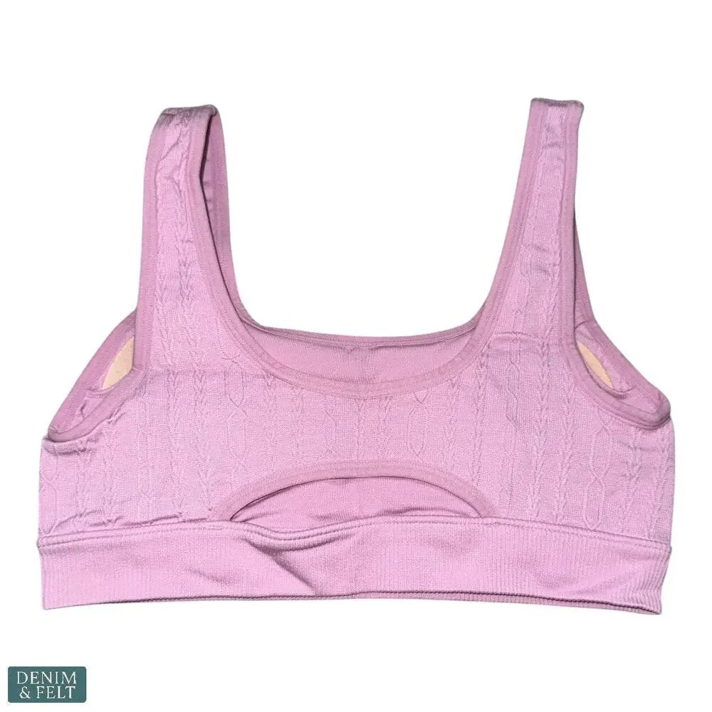 Alo Yoga‎ Seamless Cable Knit Bra & High-Waist Legging Set Sugarplum Pink Small